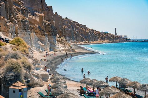 Vlychada Beach | Santorini | Kamari Tours Excursions Kamari Beach, Santorini Sunset, Red Beach, Sunset Cruise, Aegean Sea, Wine Tour, Thessaloniki, West End, Greece Travel