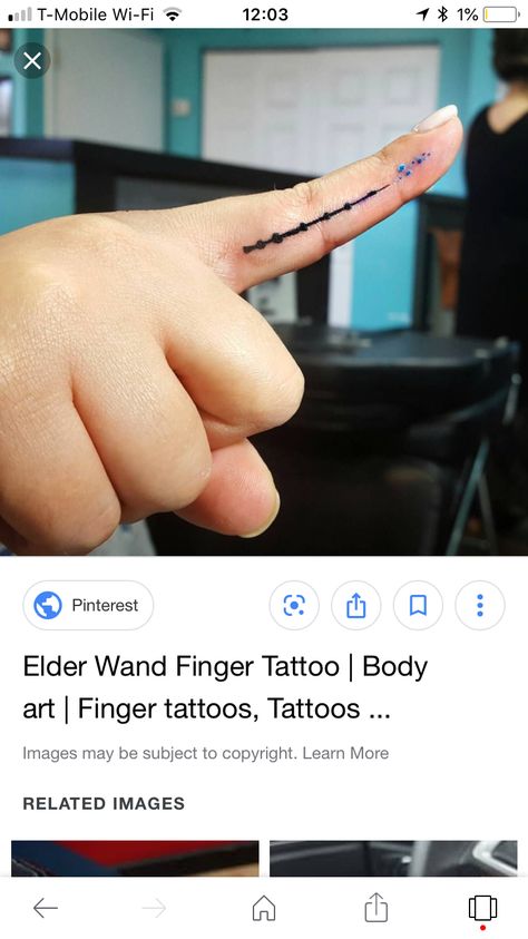 Elder Wand Finger Tattoo, Finger Wand Tattoo, Wand Finger Tattoo, Wand Tattoo, Elder Wand, Ring Tattoos, Finger Tattoo, Harry Potter Wand, Finger Tattoos