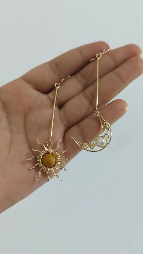 Sun Wire Wrap, Libra Jewelry, Wire Wrap Jewelry Designs, Pin Earrings, Indie Jewelry, Wire Jewelry Designs, Summer Earring, Handmade Wire Jewelry, Funky Jewelry