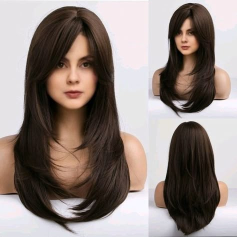 Side Part Haircuts Long Hair, 2000s Side Part Hair, Haircut Inspo Side Part, Hair Inspo Front View, Early 2000s Haircuts Long, Side Partition Haircut Women, 2000 Layered Hair, Y2k Layers Hair, Side Bangs Haircut Long