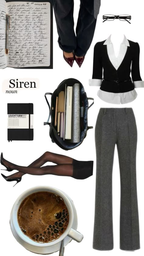 #officesiren #office #outfits #aesthetics #pinterest #officeoutfits #aesthetic 90s Secretary Aesthetic, Boarding School Aesthetic Outfit, Early 2000s Business Casual, Dark Feminine Office Outfit, Buissness Asthetic Outfits, 2000s Corporate Aesthetic, Office Siren Outfits Aesthetic, Office Siren Outfits Winter, Secretary Outfits Aesthetic