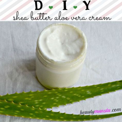 A simple whipped shea butter and aloe vera cream recipe for smooth, soft and supple skin! You can use it to moisturize hair as well! Diy Whipped Shea Butter, Aloe Vera Acne, Natural Beauty Hacks, Face Cream Recipe, Shea Butter Face, Aloe Vera Cream, Shea Butter Recipes, Diy Body Butter, Body Butters Recipe