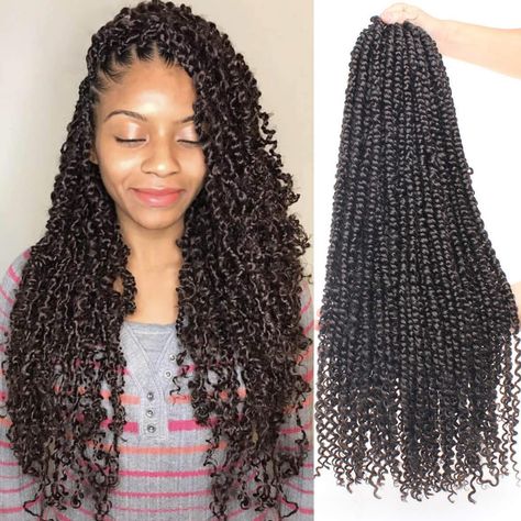 Pre Looped Crochet Hair, Passion Twist Crochet, Passion Twist Hair, Water Wave Crochet, Spring Twist Hair, Crochet Braids Hair, Synthetic Braiding Hair, Curly Crochet Hair Styles, Crochet Hair Extensions