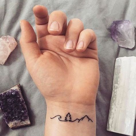 Mountain Ocean Forest Small Tattoo | 25+ beautiful Small mountain tattoo ideas on Pinterest ... Berg Tattoo, Small Mountain Tattoo, Mountain Ideas, Ocean Forest, Minimalist Tattoo Meaning, Mountain Ocean, Tattoo Tree, Typography Tattoo, Tree Tattoos