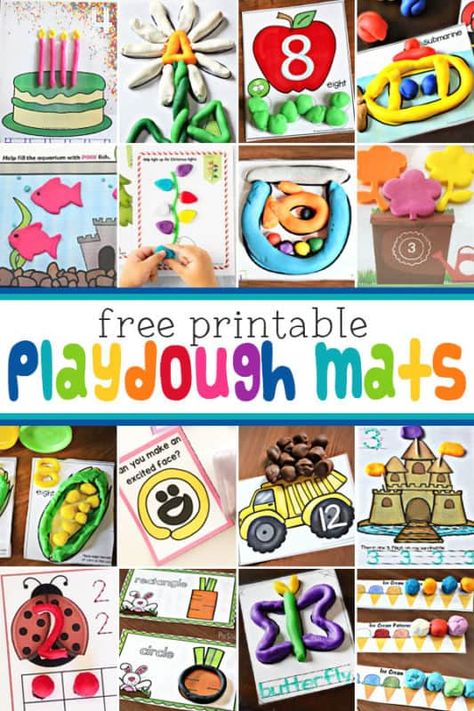 Do your kids love playing with playdough? Toddler, preschool, pre-k, kindergarten, and first grade students love shapping, molding, and creating with playdough activities. If you are looking for playdough ideas you will love all our homemade playdough easy and free printable playdough mats to encourage creativity, play, and strengthening hand muscles while having FUN! Printable Sensory Activities, Play Doh Learning Activities, Playdoh Center Ideas, Play Doh Center Ideas, Play Doh Activities For Toddlers, Preschool Play Doh Activities, Hand Strengthening Activities For Kids, Preschool Learning Activities Printables, Playdough Learning Activities