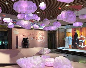 Cloud Chandelier, Art Party Decorations, Hanging Clouds, Cloud Lamp, Artistic Lighting, Cotton Clouds, Big Wall Art, Cloud Lights, Luminaire Design