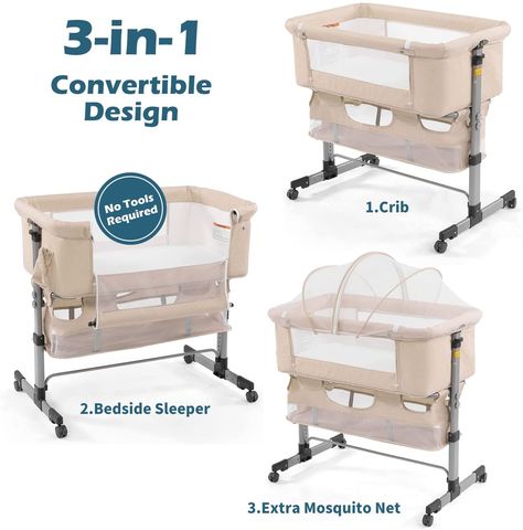 This baby bassinet can be used as a baby cradle or bedside sleeper attached to adult bed, mesh of two-side makes baby feel breathable and comfortable. Comes with a detachable mosquito net and mattress. Bedside Sleeper For Baby, Baby Craddle, Adult Bed, Bedside Bassinet, Bedside Sleeper, Bedside Crib, Portable Crib, Baby Cradle, Bassinet Sheets