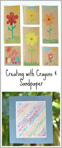 Great sensory art activity for kids! (Drawing on Sandpaper with Crayons & Melted Crayon Art Sun Catchers! ~ Buggy and Buddy) Sand Paper Art, April Holidays, Art Activity For Kids, Library Crafts, Melted Crayon Art, Sensory Art, Sand Paper, School Daze, Crayon Art Melted