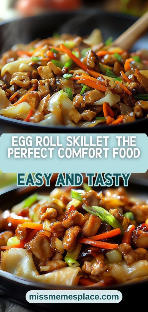 Experience the joy of comfort food with this delightful Egg Roll Skillet! This easy-to-make stir-fry combines the flavors of traditional egg rolls with the convenience of a skillet meal. Loaded with fresh vegetables and your choice of protein, it’s a delicious way to get your daily dose of nutrients. In just under 30 minutes, you can whip up this satisfying dish that’s perfect for any occasion. Plus, it’s customizable, so feel free to add your favorite ingredients for a personal touch! Egg Roll Skillet Recipe, Eggroll Stir Fry, Eggroll Stir Fry Recipe, Egg Roll Stir Fry Recipe, Chicken Egg Roll In A Bowl, Easy Egg Roll Recipes, Sausage Egg Rolls, Skillet Egg Roll Recipe, Eggs For Dinner Recipes