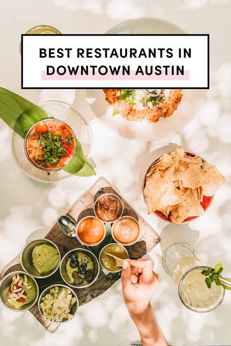 Best Restaurants In Downtown Austin by A Taste Of Koko - This is your ultimate guide to navigating the best downtown Austin restaurants for breakfast, lunch, dinner, brunch, happy hour, and late-night munchies. Best Places To Eat In Austin Texas, Austin Coffee Shops, Restaurants In Austin Texas, Aba Restaurant Austin, Downtown Austin Texas, Bagel Breakfast Sandwich, Austin Restaurants, Austin Travel, Austin Restaurants Top 10