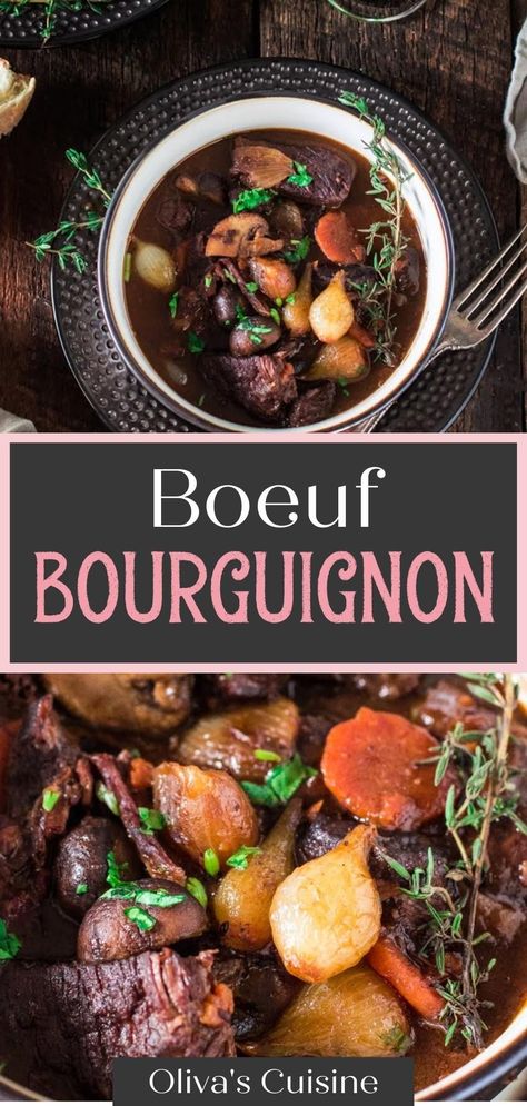 French Beef Bourguignon, Slow Cooked Beef Stew, Beef Braised, Red Wine Beef Stew, Braised Beef Stew, Braised Beef Recipes, French Beef Stew, Braising Recipes, Beef Stew Meat Recipes