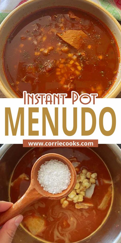 Instant Pot Menudo Recipe, Easy Menudo Recipe Crock Pot, Menudo In Instant Pot, Duo Crisp Instant Pot Recipes, Menudo Instant Pot Recipe, Instant Pot Menudo, Crockpot Menudo, How To Make Menudo, Menudo Recipe Authentic Mexican