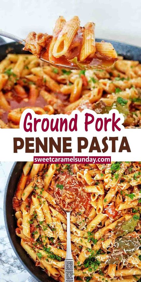 Ground Pork Sauce Recipes, Ground Pork Meal Ideas, Pork Pasta Sauce, Pork Pasta Dishes, Dinner Ideas With Ground Pork, Ground Pork Ideas, Ground Pork Recipes For Dinner Pasta, Pasta With Ground Pork, Recipes For Ground Pork Main Dishes