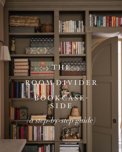 Hoping this will be helpful to many of you considering the addition of a room divider! Let me know if you have any further questions… Bookshelf Room, Room Divider Ideas, Room Divider Bookcase, Home Library Rooms, Divider Ideas, English Room, Bath England, Apple Home, Built In Bookcase