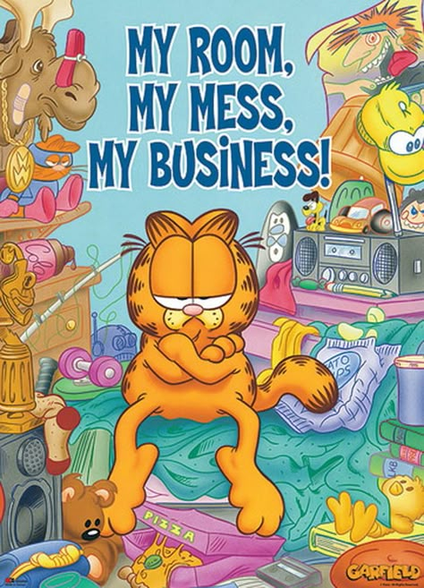 My Room, My Mess, My Business!! Cathy Comics, Odie Garfield, Cartoon Garfield, Garfield Quotes, Garfield Wallpaper, Fat Orange Cat, Garfield Pictures, Garfield Images, Garfield The Cat