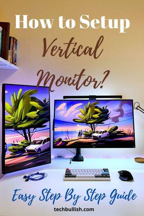 Portrait Monitor Setup, Vertical And Horizontal Monitor Setup, Vertical Monitor Setup, 2 Monitors And Laptop Setup, Vertical Monitor, Minimal Desk Setup, Monitor Setup, Dual Monitor Setup, Minimal Desk