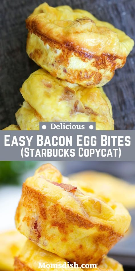 Bacon Egg Bites, Quick Egg Recipes, Quick Breakfast Sandwich, Homemade Bacon, Starbucks Egg Bites, Egg Bites Recipe, Easy Bacon, Bacon Egg And Cheese, Breakfast Bites