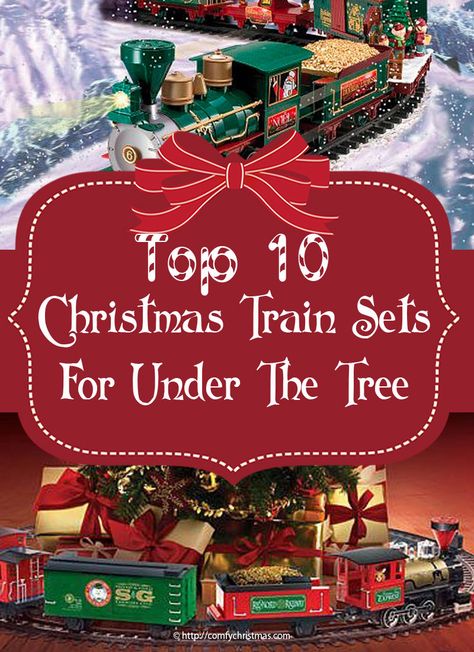 Top 10 Best #ChristmasTrainSets For Under The Tree and onе of thе mоѕt popular #tоуѕ аnd #ChristmasDесоrаtіоnѕ during thе holiday ѕеаѕоn. http://comfychristmas.com/top-10-best-christmas-train-sets-for-under-the-tree/ Christmas Train Set Under Tree, Christmas Trains Under Tree, Diy Christmas Train Decoration, Christmas Tree Train Ideas, Train Set Ideas, Train Under Christmas Tree, Train Around Christmas Tree, Christmas Tree Train Set, Christmas Trains