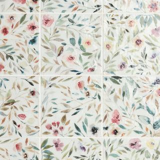 Bathroom Tile Porcelain, Colourful Farmhouse Decor, Floral Tile Backsplash Kitchen, Floral Bathroom Tile, Floral Backsplash Kitchen, Floral Tile Bathroom, Floral Kitchen Backsplash, Flower Backsplash, Flower Tile Backsplash