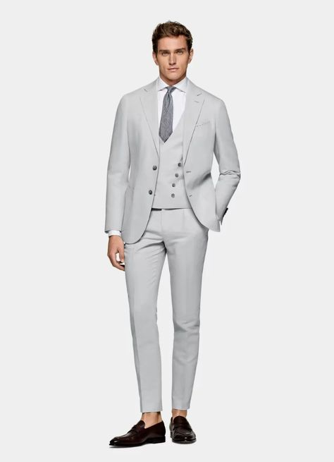 21 Best Summer Wedding Suits to Keep You Looking and Feeling Cool - hitched.co.uk Summer Wedding Suit, Grey Waistcoat, Cinch Jacket, Summer Wedding Suits, Waistcoat Designs, Suit Supply, Zara Suits, Traditional Suit, Herringbone Jacket