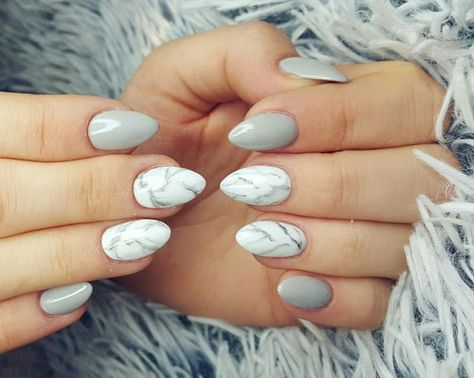 La Universidad de la Manicura: 50 sombras de gris... en tus uñas Short Almond Shaped Nails, Ongles Gel French, Almond Shaped Nails Designs, Grey Nail Art, Gel Nails Long, Glamour Nails, Almond Shape Nails, Fall Acrylic Nails, Gray Nails