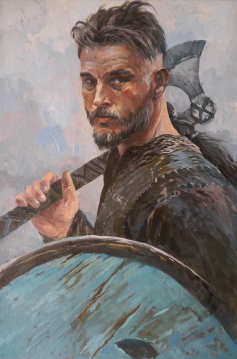 ArtStation - Ragnar Lothbrok, Daria Khlebnikova Ragnar Lothbrok Fanart, Viking Portrait Art, Viking Man Art, Ragnar Lothbrok Art, Vikings Painting, Viking Painting, Vikings Design, King Ragnar Lothbrok, Vikings Art