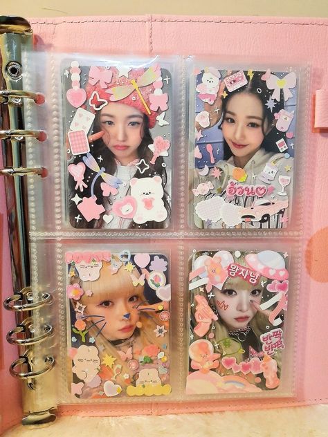 Decorating Kpop Photocards, Photocard Aesthetic Design, Kpop Photocards Collection Binder, Photo Card Design Kpop, Kpop Photocards Design, Kpop Pc Decor, Kpop Pc Collection, Pc Deco Kpop, Kpop Photocard Deco