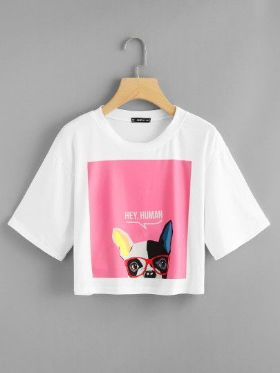 Graphic Crop Top, T Shirt Painting, Tshirt Design Inspiration, Top Shein, Shirt Design Inspiration, Shirt Print Design, T-shirts & Tank Tops, Cute Tshirts, Childrens Fashion