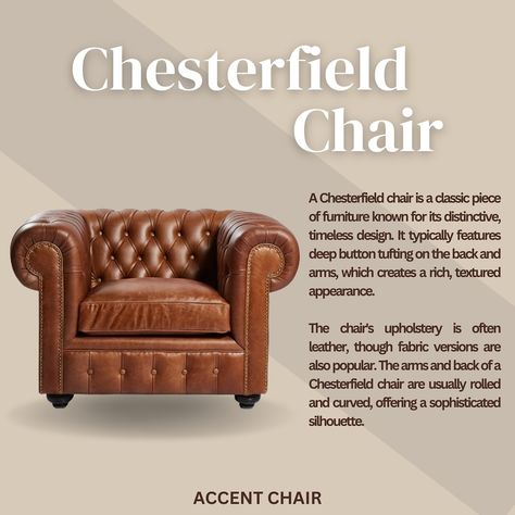 ✨ When you are asked “move that chair” do you know what the name of the chair is ? And if you decorate do you know the perfect accent chair that reflects the style and enhances the story line! Whether you’re sinking into the timeless luxury of a Chesterfield, enjoying movie nights in a cozy Recliner, or adding a touch of sophistication with a Wingback, we’ve got ideas. 🪑💫 From the classic elegance of a Club Chair to the modern vibe of a Lounge Chair, each piece is designed to bring both fu... Timeless Luxury, Chesterfield Chair, Movie Nights, Chair Upholstery, Club Chair, Modern Vibe, Do You Know What, Tufting Buttons, Club Chairs