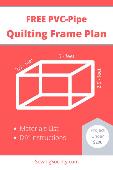 DIY Quilting Frame Plan (PVC Pipe) – Sewing Society Quilting Frames Diy How To Make, Hand Quilting Frames Diy How To Make, Hand Quilting Frames Target, Pvc Quilting Frame How To Make, Diy Quilting Frame Plans, Diy Quilting Frame For Sewing Machine, Pvc Pipe Furniture Woodcraft, Hand Quilting Frames, Diy Quilting Frame