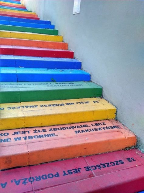 Rainbow Steps Quotes - Krakow street art guide Krakow Instagram Spots, Krakow Autumn, Krakow Poland Photography, Adios Bahamas, Garage Art Studio, Street Art Quotes, Krakow Travel, Steps Quotes, October Travel