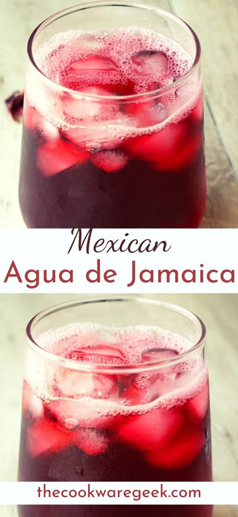 Jamaica Water Recipes, Jamaica Mexican Drink, Jamaican Tea Recipe, Mexican Hibiscus Drink, Jamaican Hibiscus Drink, How To Make Agua De Jamaica, Agua Fresca Hibiscus, Homemade Mexican Drinks, Agua Fresca Jamaica