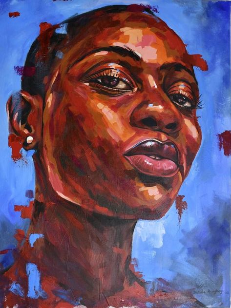 Original Art Acrylic Painting, measuring: 91.4W x 121.9H x 2.5D cm, by: Damola Ayegbayo (Nigeria). Styles: Figurative, Expressionism, Fine Art, Contemporary, Art Deco. Subject: Portrait. Keywords: Portrait, Colorful, Africanart, Black, Red. This Acrylic Painting is one of a kind and once sold will no longer be available to purchase. Buy art at Saatchi Art.#portraitpainting #abstractportraitpainting #acrylicportraitpainting #artisticportraits Black Portrait Painting, Background For Portrait Painting, Portrait Acrylic Painting, Red Portrait, Black Portrait, Figurative Expressionism, Contemporary Expressionism, Body Silhouette, Acrylic Portrait Painting