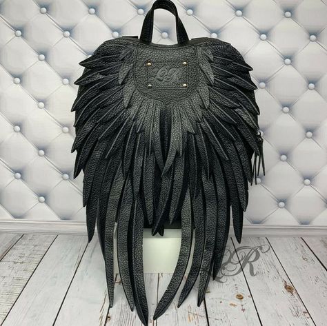 Angel Wings Backpack, White Leather Backpack, Looks Hip Hop, Handbags Handmade, White Backpack, Backpack Gift, Purple Backpack, Women Leather Backpack, Black Leather Backpack