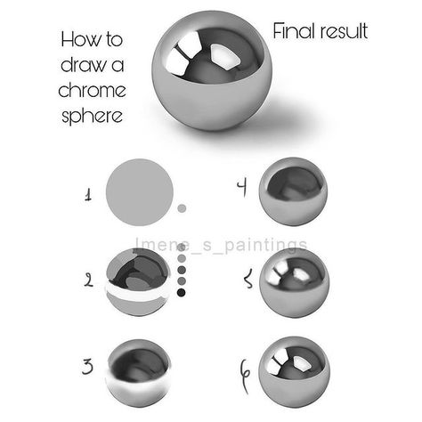 How To Shade Sphere, Digital Art Silver Tutorial, Chrome Effect Procreate, How To Color Silver Digital Art, How To Shade Silver, Silver Drawing Tutorial, How To Draw Shiny Objects, How To Draw Chrome, How To Color Metal Digital