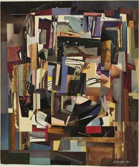 Ad Reinhardt, "Collage", 1940.  Museum of Modern Art, New York City US. Ad Reinhardt, Cubist Paintings, Monochrome Painting, Franz Kline, Willem De Kooning, Collage Art Mixed Media, Abstract Painters, Art Minimal, Jackson Pollock