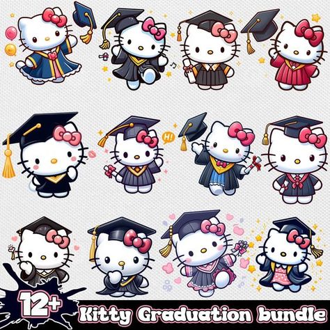 Bouquet Toppers, Hello Kitty Graduation, Vpk Graduation, Hello Kitty Clipart, Senior Outfits, Bow Image, Graduation Images, Hello Kitty Imagenes, Quinceañera Ideas