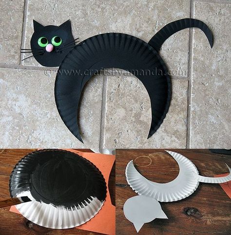 Halloween Diy Paper, Moldes Halloween, Bricolage Halloween, Halloween Crafts Preschool, Paper Plate Crafts For Kids, Halloween Classroom, Halloween Arts And Crafts, Halloween Preschool, Adornos Halloween