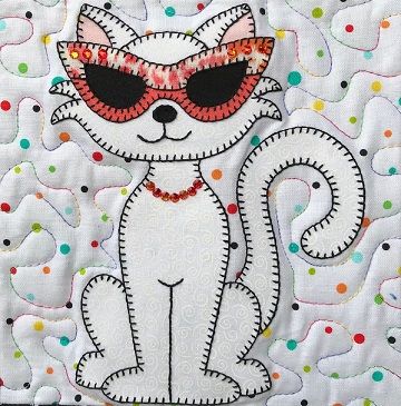 Kool Kitties! – Ms P Designs USA Cat Applique Designs, Cat Quilt Block, Cat Quilts, Cat Quilt Patterns, Fun Quilt, Appliqué Quilts, Cat Applique, Pet Projects, Quilted Table Runners Patterns