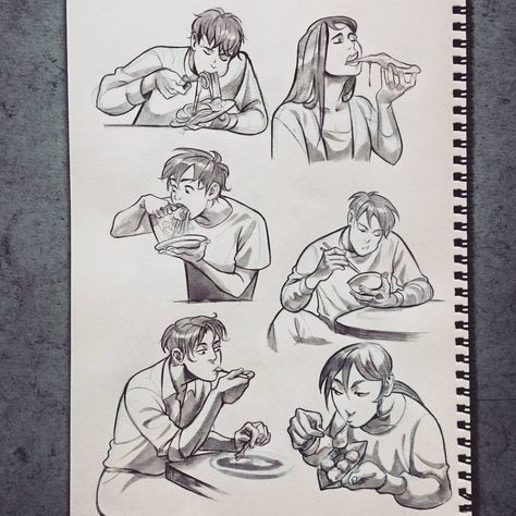 injured my foot and I couldn't go out eating with friends so I did some studies of people eating instead Injured Pose Reference, Eating With Friends, Drawing Legs, Foot Injury, Art Major, Manga Drawing Tutorials, Small Drawings, People Eating, Arte Inspo