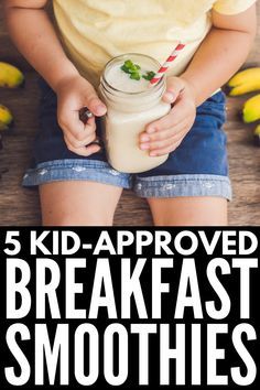 5 Breakfast Smoothies for Kids | Need ideas to help you get fruits and veggies into picky eaters? Searching for grab and go breakfast ideas for hectic mornings to make the back to school rush less overwhelming? Need high protein breakfast ideas that are gluten free? From peanut butter and jelly to coconut milk and berries, we’re sharing 5 healthy breakfast smoothie recipe ideas that are kid approved and delicious! #breakfastsmoothies #smoothierecipes Breakfast Ideas Healthy Kids, Health Benefits Of Grapefruit, Breakfast Ideas Healthy, Cinnamon Health Benefits, Breakfast Shakes, Picky Eaters Kids, Smoothie Recipes Healthy Breakfast, Breakfast Smoothie Recipes, Smoothies For Kids