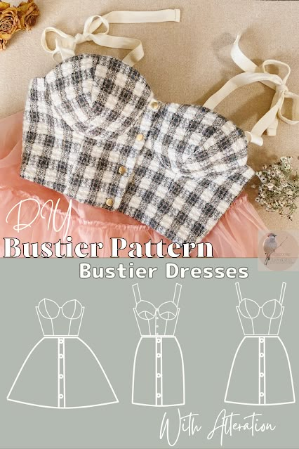 Bustier Top Pattern Free, Sewing Inspo Easy, Thrift Flip Clothes Diy Easy, Whimsigoth Sewing Patterns, Punk Sewing Patterns, Free Halter Top Sewing Pattern, Corset Top Pattern Free, Easy Top Sewing Pattern, Corset Sewing Pattern Free