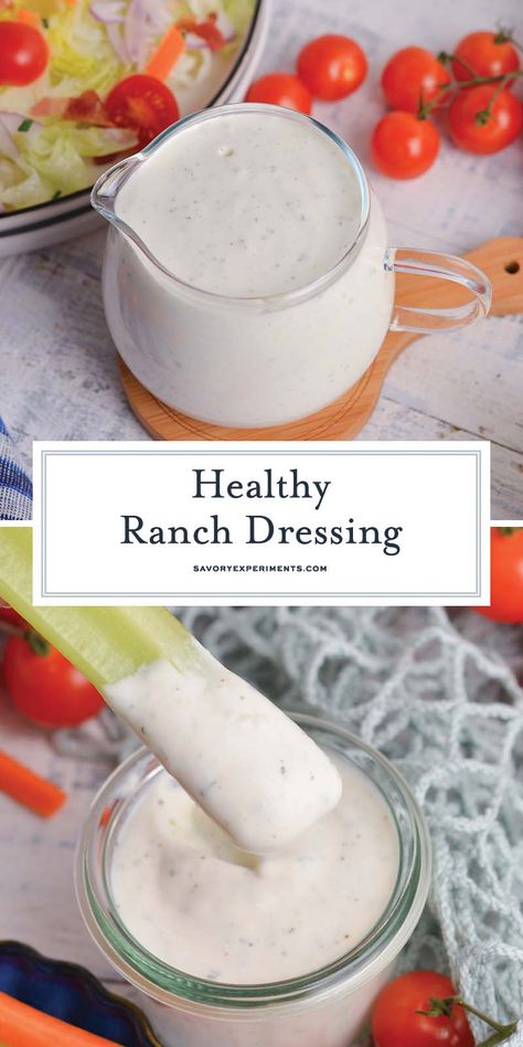 If you love ranch but are looking for something lighter, try this EASY Healthy Ranch Dressing! It's creamy, low fat, and great as a dip! Homemade Ranch Dressing No Mayo, Lowfat Ranch Dressing, Low Cal Ranch Dressing, Sugar Free Ranch Dressing Recipe, Fat Free Ranch Dressing Recipe, High Protein Ranch Dressing, Lite Ranch Dressing Recipe, Greek Yogurt Ranch Dressing Packet, Homemade Ranch Dressing Greek Yogurt