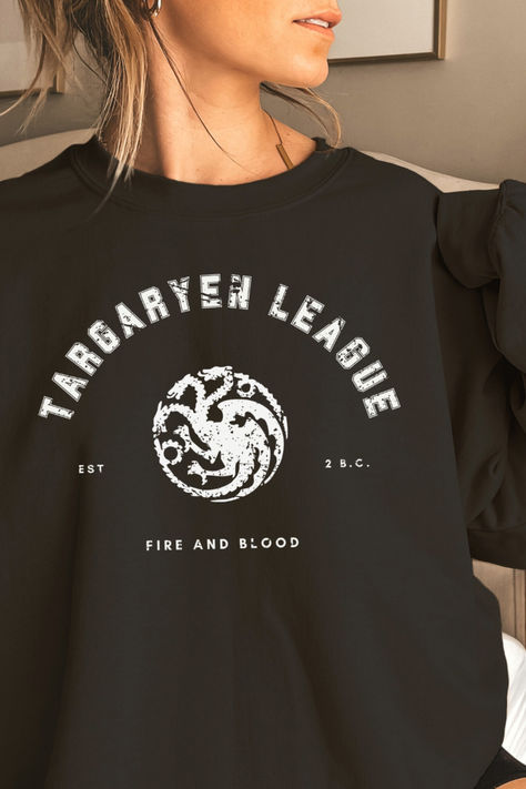 Game of Thrones Collegiate Shirt Game Of Thrones Shirts, Games Of Thrones, College Sweatshirt, Game Of Thrones, Sewing Projects, Gender Neutral, Ships, Sewing, Sweatshirts