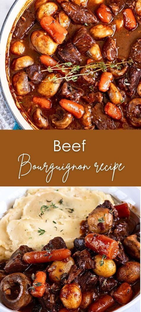 Beef Bourguignon recipe Authentic French Dinner Recipes, Best Beef Bourguignon Recipe, Crockpot Beef Bourguignon, French Beef Bourguignon, Beef Bourginon, Ultimate Beef Stew, Honey Mustard Salmon Recipes, Beet Hummus Recipe, French Beef Stew