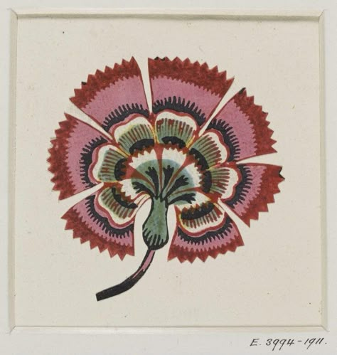 Print | unknown | V&A Explore The Collections Textile Moodboard, Modern Textiles Patterns, Vintage Flower Illustration, Botanical Sketches, Tape Flower, Textile Shop, Minimalist Tattoo Ideas, Folk Floral, Folk Art Flowers