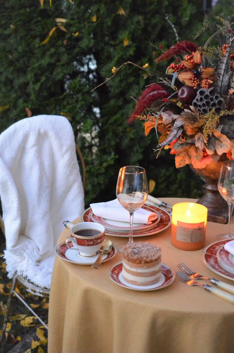 Fall Tea Party Decorations, Fall Tea Party Ideas, Fall Tea Party, Harvest Witch, Autumn Tea Party, Tea Table Settings, Tea Afternoon, Mikasa Dinnerware, Halloween Tea Party