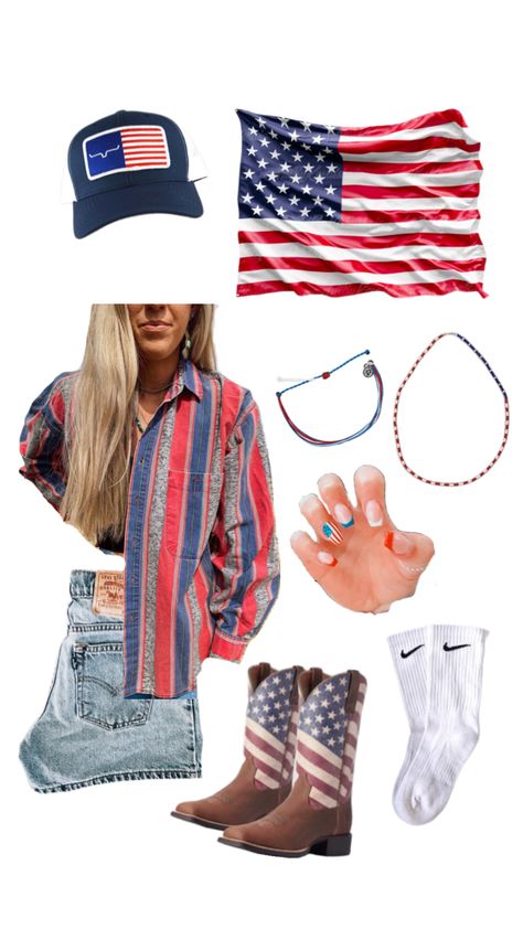 fourth of july western fit idea Country Western Outfits, Cute Middle School Outfits, Cute Cowgirl Outfits, Middle School Outfits, Boot Outfits, Clothes Board, Western Clothes, Western Wear Outfits, Cute Country Outfits