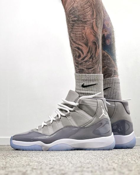 Since its debut in 2001, the Air Jordan 11 Cool Grey has become one of the most celebrated colorways in the Jordan 11 catalog. Pick up the Nike Air Jordan 11 Retro 'Cool Grey' at #kickscrew now! Jordan Shoes Retro 11, Cool Grey Jordans 11 Outfit, Aj11 Outfit Men, J11 Air Jordans, Jordan 11 Cool Grey Outfit Men, Jordan Retro 11 Outfit Men, Air Jordan 11 Outfit Men, Jordans 11 Outfit, Jordan Retro 11 Outfit