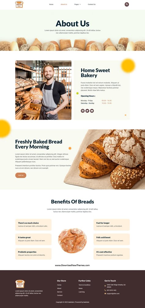 Baketale - Artisan Bakery Elementor Template Kit Pastry Website Design, Bakery Landing Page Design, Bread Website Design, 404 Page Design Creative, Website Product Page Design, Food Website Design Layout, Cake Website Design, Pastry Website, About Us Page Design Website